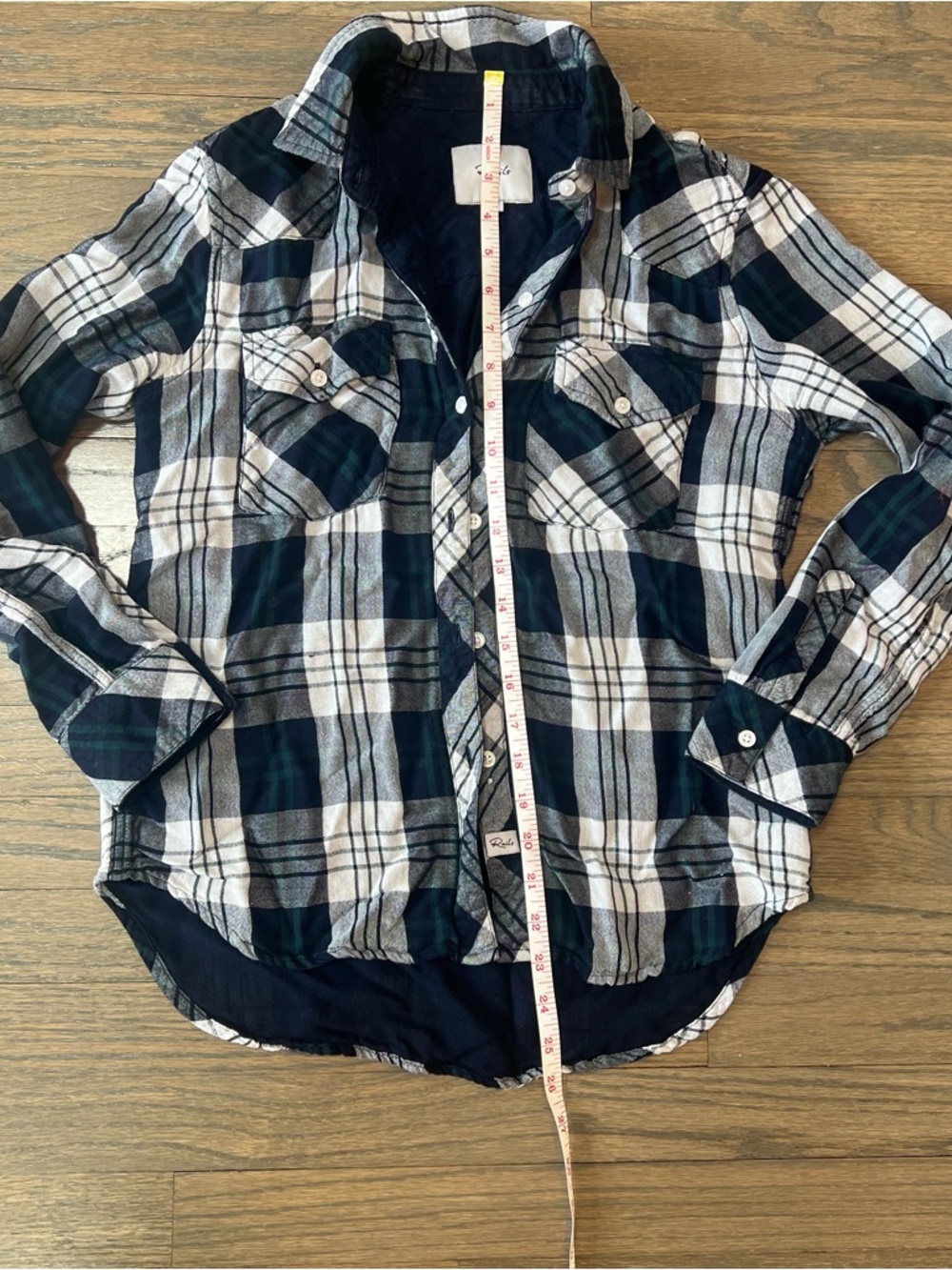 Rails Kendra Flannel Button Down White Navy Forest Long Sleeve XS - Picture 6 of 8